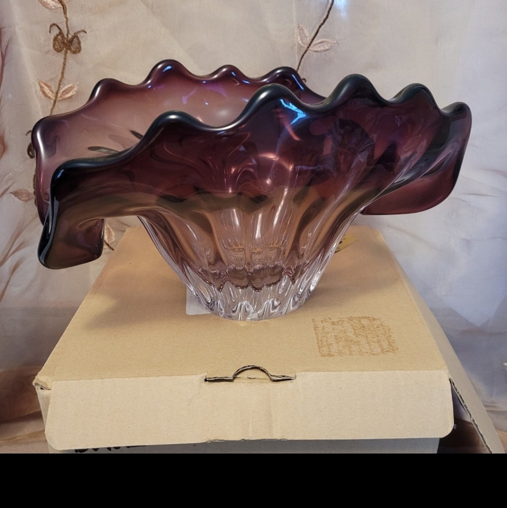 Czech Bohemia Purple Glass Bowl